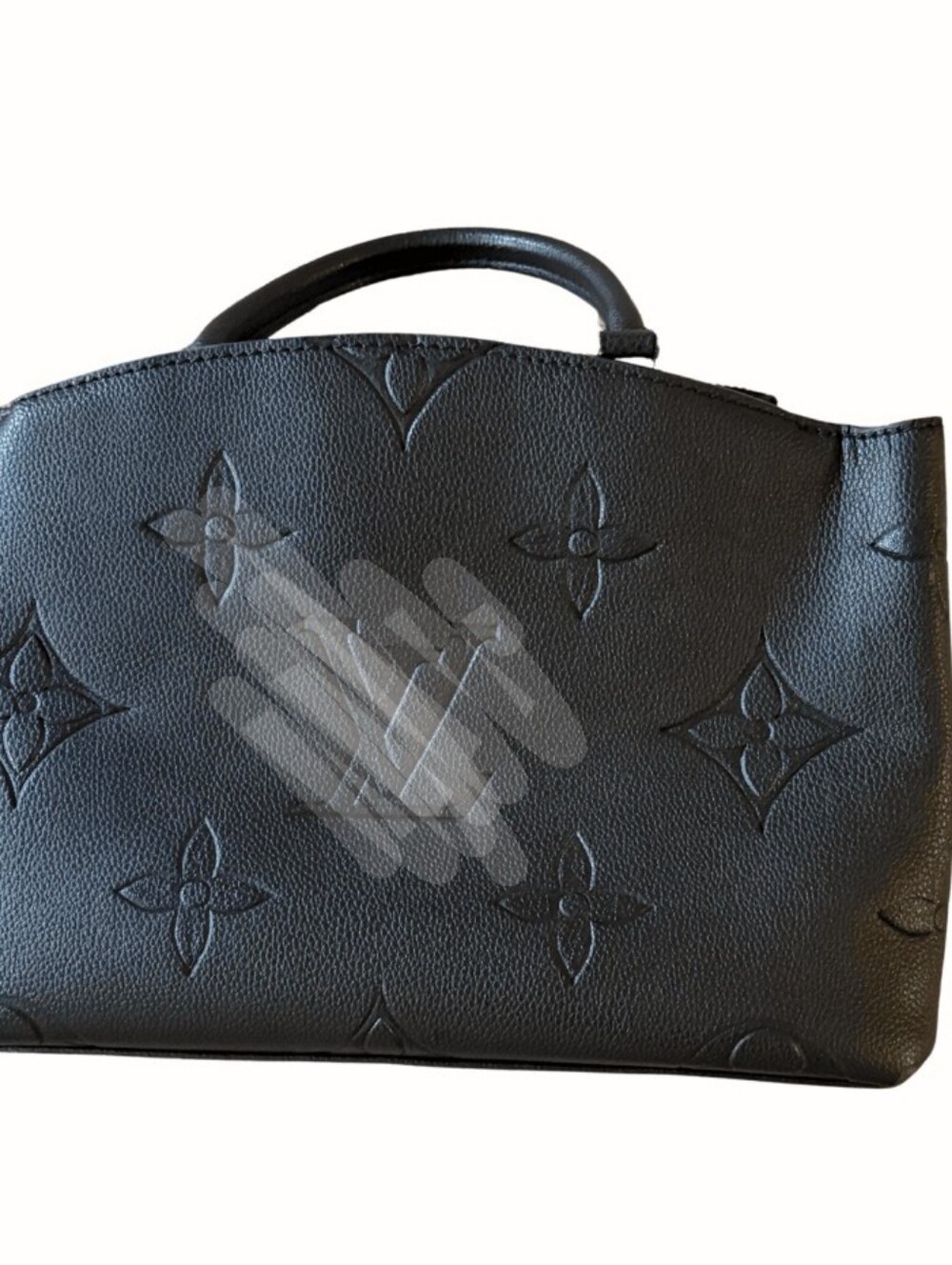 Black Embossed Monogram Top-Handle Satchel